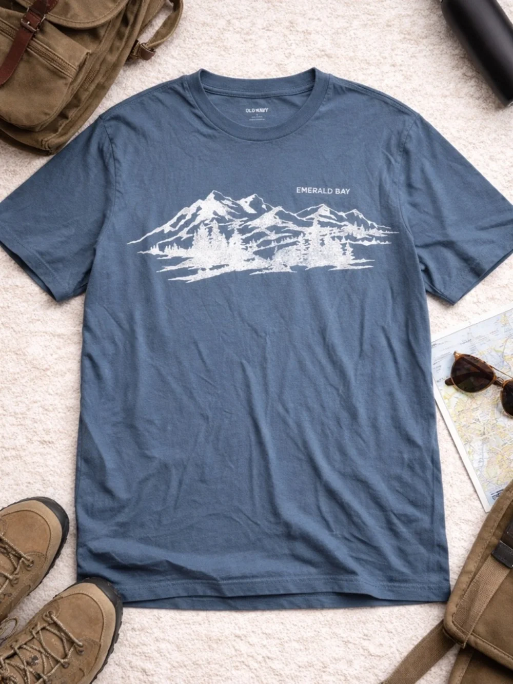 4/$20 Old Navy Emerald Bay Mountain Graphic Tee Blue Large Coastal Hiking